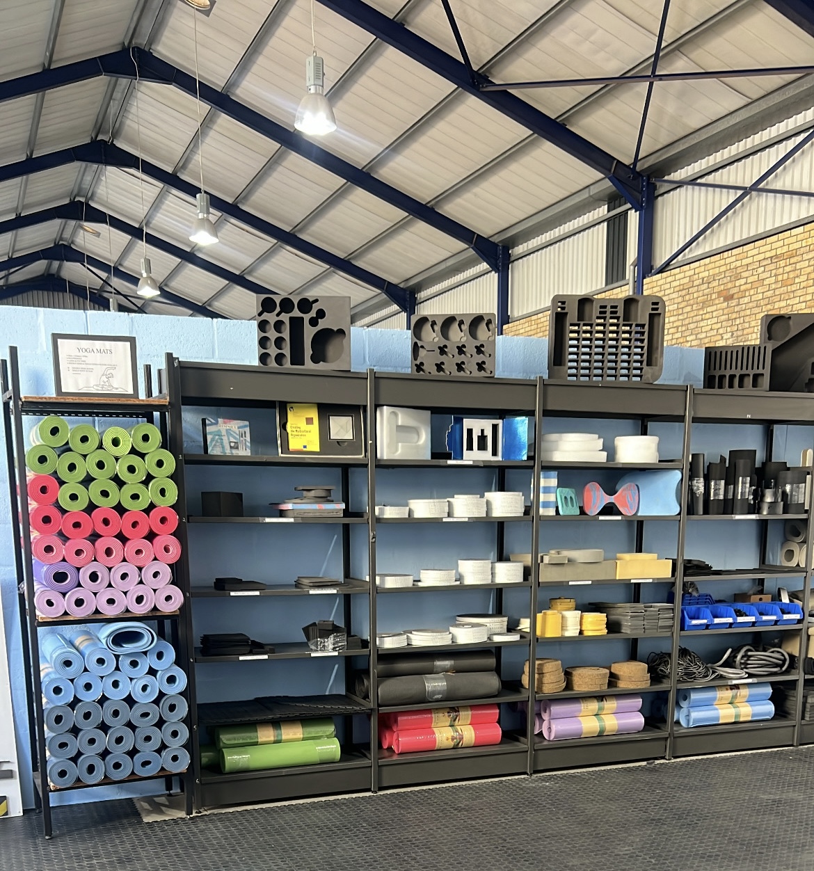 Product shelving at Anchor Foam & Rubber's Ottery premises
